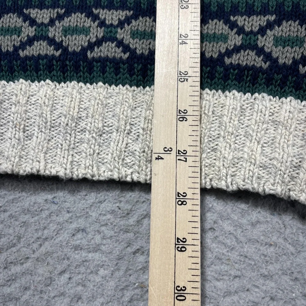 Croft & Barrow Sweater Mens‎ Large White Cotton Fair Isle Knit Crewneck Pullover